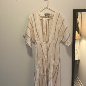 Reformation Linen Dress, White, Size 4